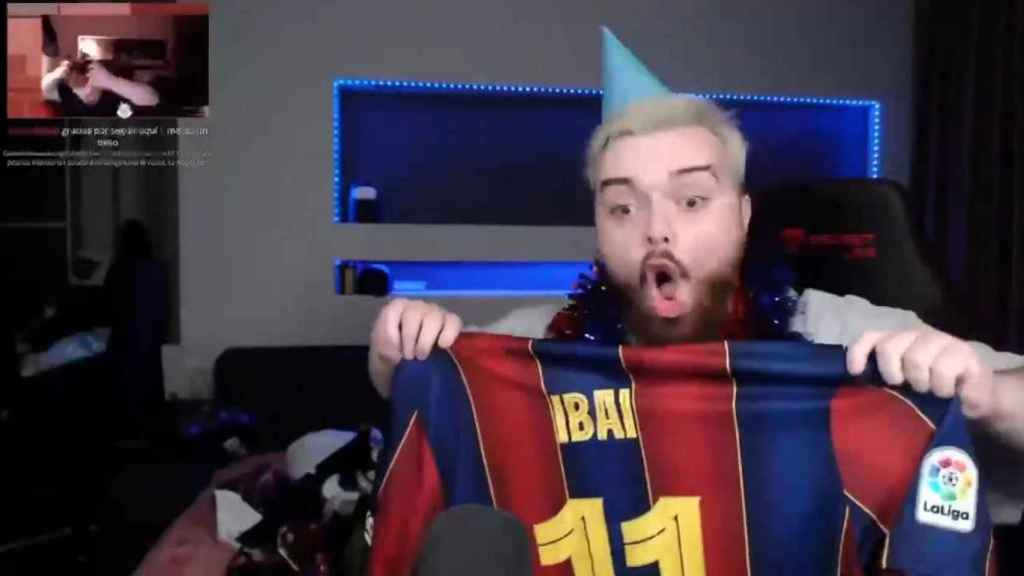 Ibai Llanos, con la camiseta del Barça / TWITCH