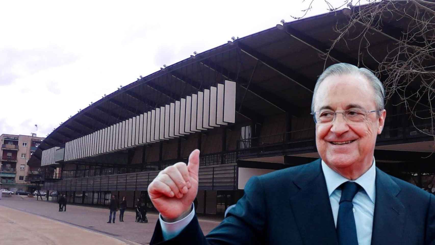 Fotomontaje del Canódromo de la Meridiana y Florentino Pérez / METRÓPOLI