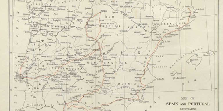 Itinerario de Lady Holland, en un mapa de la época / THE SPANISH JOURNAL 