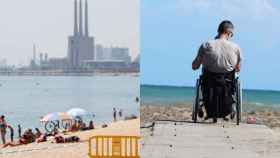 La playa de Badalona en una imagen de archivo y una pasarela para personas con movilidad reducida / ARCHIVO