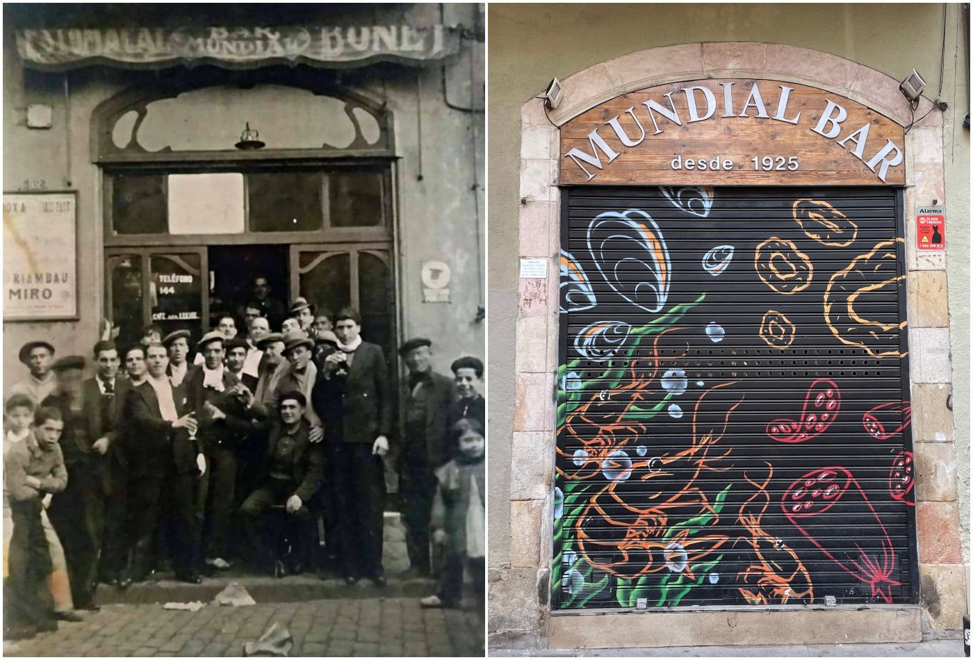 Fotomontaje del antes y después del bar Mundial, en sus inicios y después de su cierre / METRÓPOLI