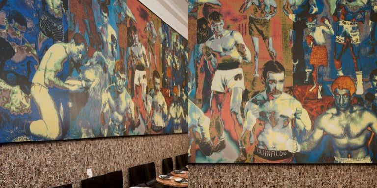 Murales de boxeadores que solían haber en el interior del bar Mundial / GENERALITAT DE CATALUNYA