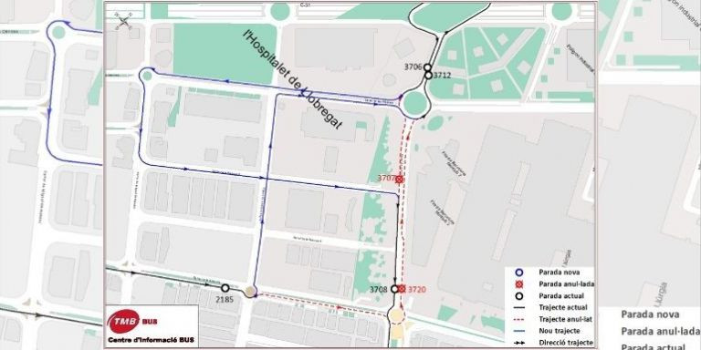  Mapa de afectaciones en la línea V21 de TMB / TMB