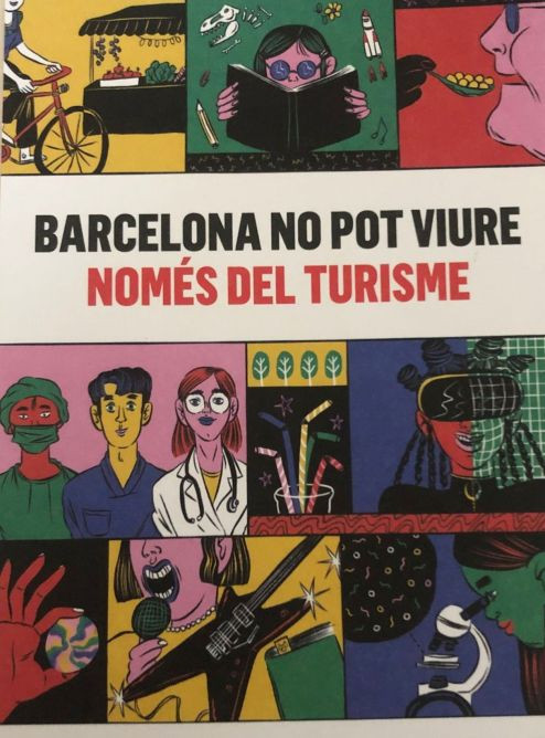 Postal contra el turismo que reparte Barcelona en Comú 