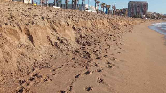 Gran escalón de arena en la playa de Sant Sebastià de Barcelona / CEDIDA