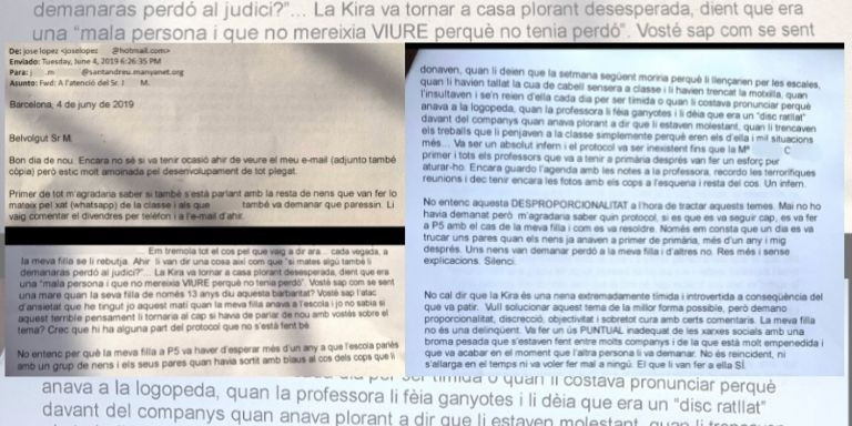 Correo electrónico que enviaron los padres de Kira al centro en 2019 / CEDIDA