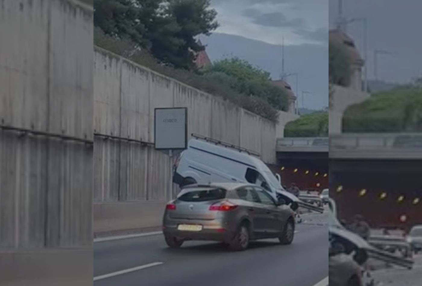 Una furgoneta choca contra la mediana en la ronda de Dalt / CEDIDA