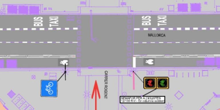 Disposición de la calle de Mallorca tras la incorporación del nuevo carril bici / AJ BCN