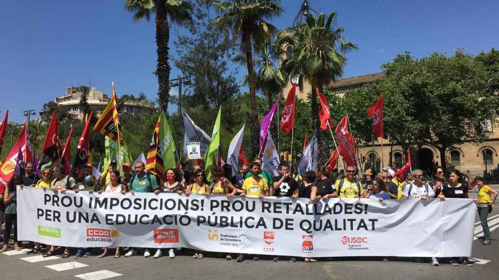 Manifestación de los sindicatos docentes en Barcelona en la última jornada convocada de huelga / EUROPA PRESS