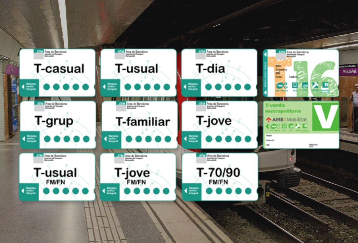 Distintas tarjetas de transporte público de TMB / METRÓPOLI