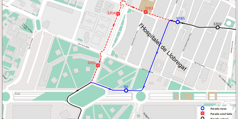 Parada anulada del autobús urbano de Transports Metropolitans de Barcelona (TMB)