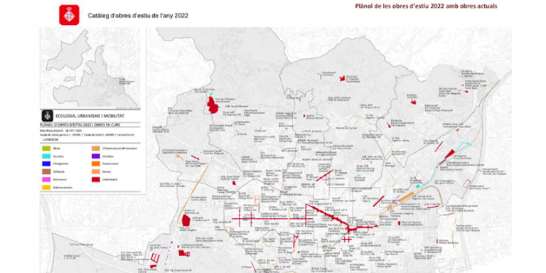 Mapa de las obras del verano 2022 con las obras actuales / AJUNTAMENT DE BARCELONA