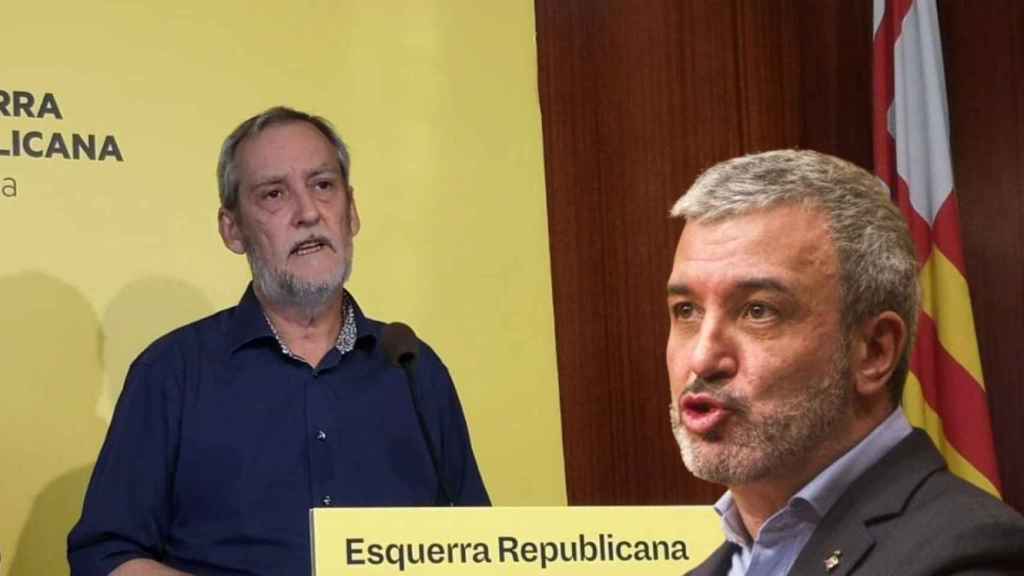 Fotomontaje de Jordi Coronas durante la rueda de prensa y Jaume Collboni / METRÓPOLI