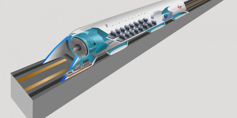 Dibujo de un tren del Hyperloop de Elon Musk / TWITTER