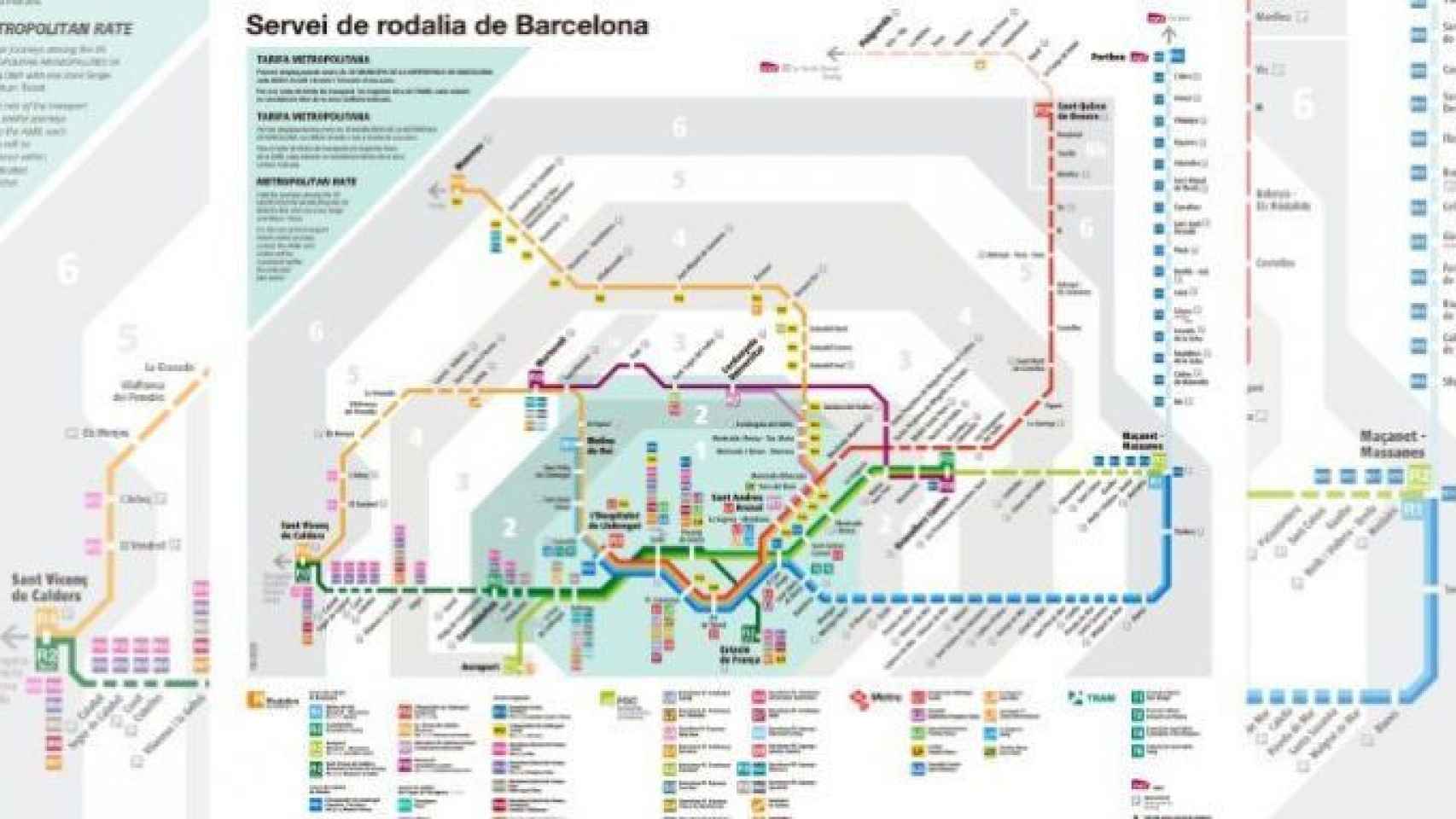 Mapa de cercanías de Barcelona / RENFE