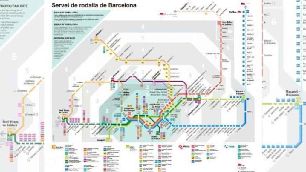 Mapa de cercanías de Barcelona / RENFE