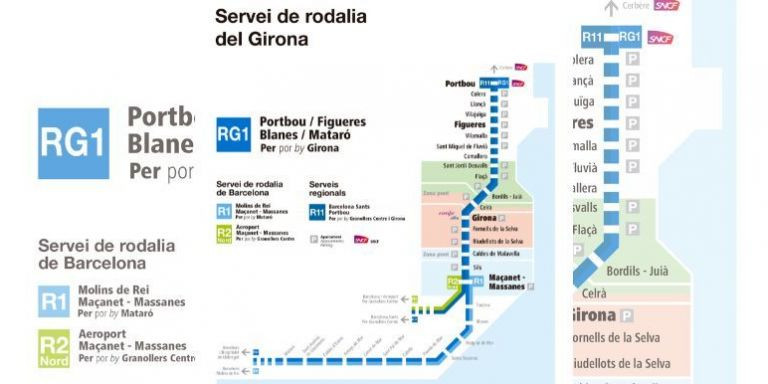 Mapa del servicio de cercanías en Girona / RENFE