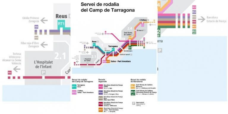 Mapa del servicio de Cercanías en Tarragona / RENFE