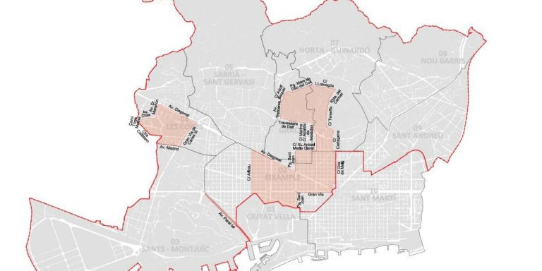 Las zonas de Barcelona en las que el Ayuntamiento veta los bicitaxis / AYUNTAMIENTO DE BARCELONA