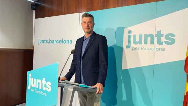 El portavoz de Junts en el Ayuntamiento de Barcelona, Jordi Martí, durante una rueda de prensa / EUROPA PRESS