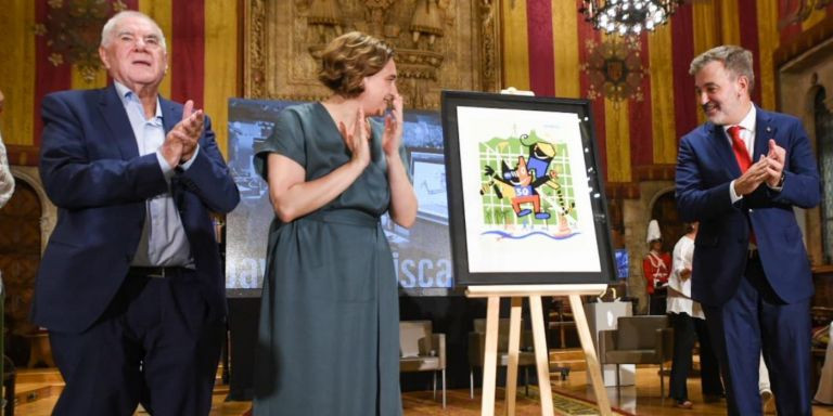 Ernest Maragall, Ada Colau y Jaume Collboni en la conmemoración del 30 aniversario de los JJOO / CEDIDA