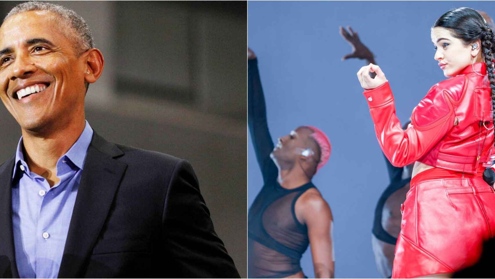 El expresidente de Estados Unidos Barak Obama y la cantante catalana Rosalia