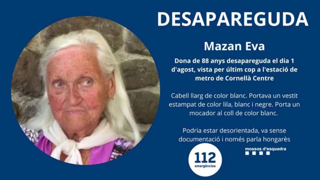 Hallan a la mujer de 88 años desaparecida en Cornellà / TWITTER MOSSOS