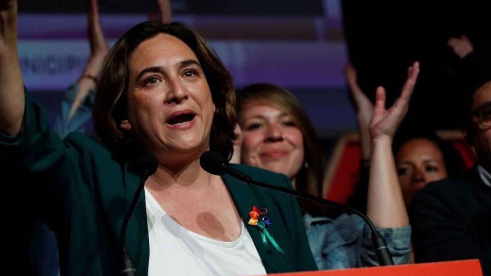 Ada Colau, en la sede electoral de Barcelona en Comú una noche electoral / EFE