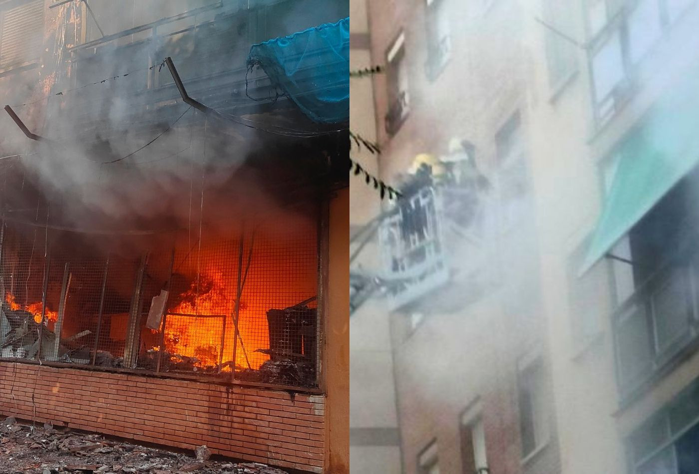 Imágenes del incendio en Sant Adrià este domingo / BOMBERS