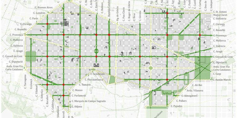 Mapa de la superilla del Eixample de Barcelona