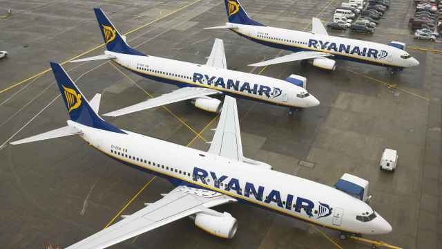 Aviones de la compañía irlandesa Ryanair en una base europea