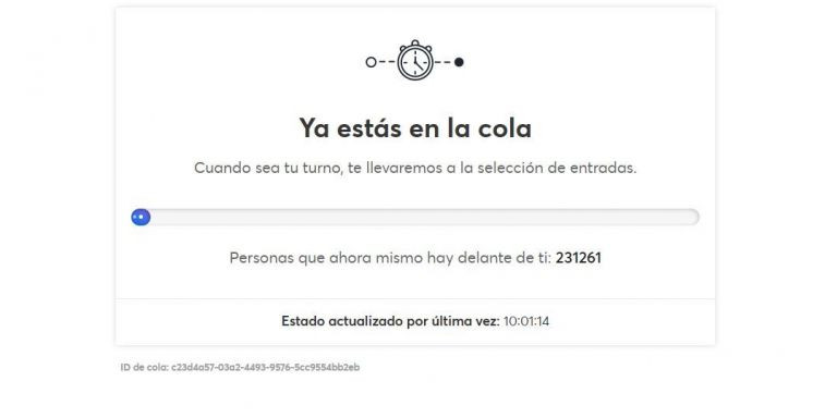 Tiempo de espera para comprar las entradas de Coldplay en Barcelona / TICKETMASTER