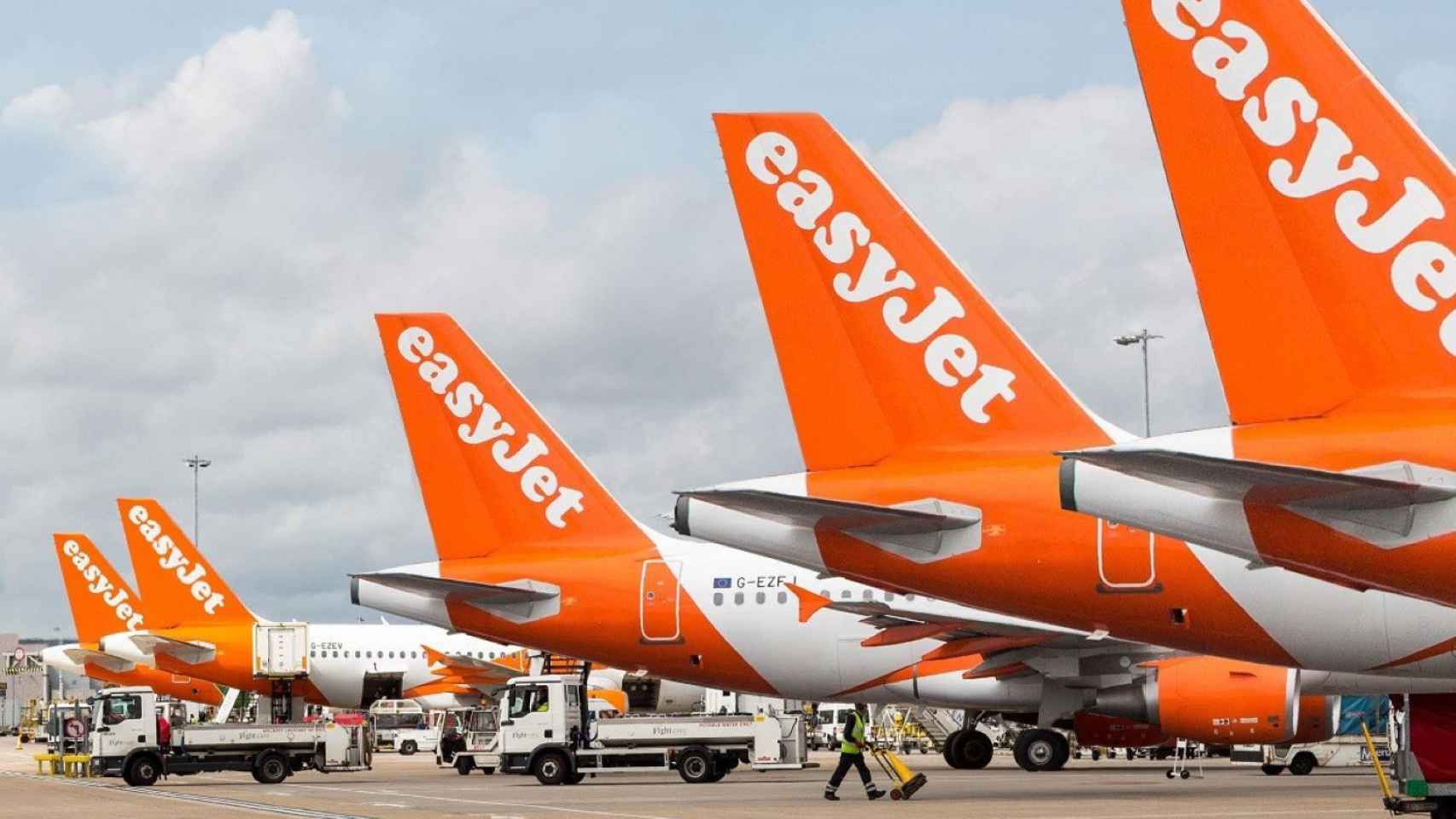 Aviones de Easyjet en un aeropuerto