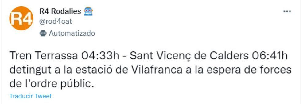 Incidencia en la estación de Rodalies en Vilafranca 