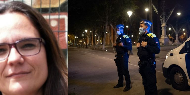 Aida Guillén y dos agentes de la Guardia Urbana de Barcelona / METRÓPOLI