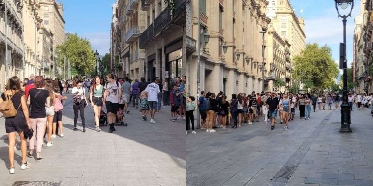 Colas que llegaban hasta la calle de Portaferrissa para ver la exposición de Stranger Things / METRÓPOLI