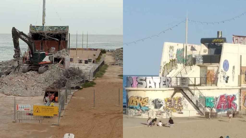 Fotomontaje del restaurante derribado del espigón del Bac de Roda y del edificio tapiado y grafiteado hace más de un año / AYUNTAMIENTO DE BARCELONA - METRÓPOLI