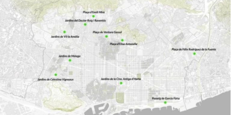 Localización de los diez nuevos parques accesibles / AJUNTAMENT DE BARCELONA