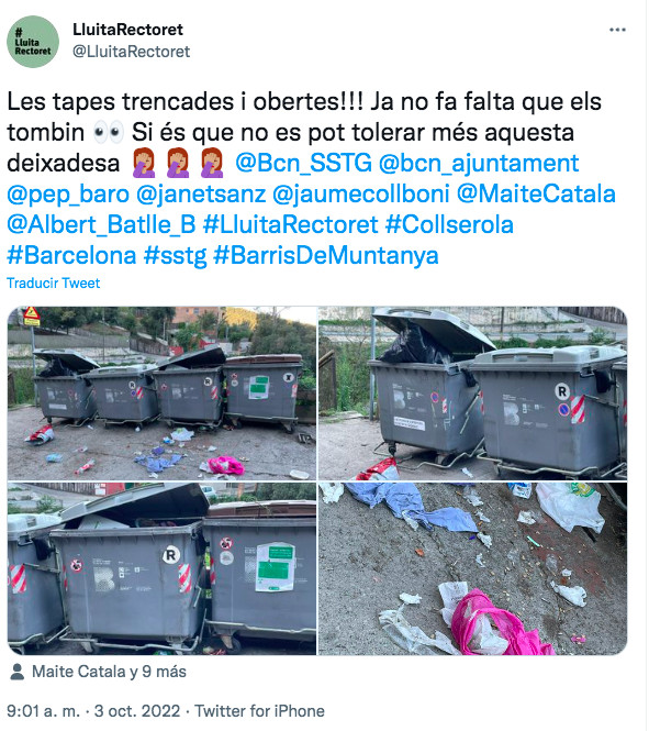 Tuit de Lluita Rectoret sobre la suciedad en el barrio