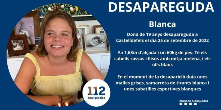 Cartel en el que los Mossos d'Esquadra piden ayuda para localizar a Blanca / MOSSOS