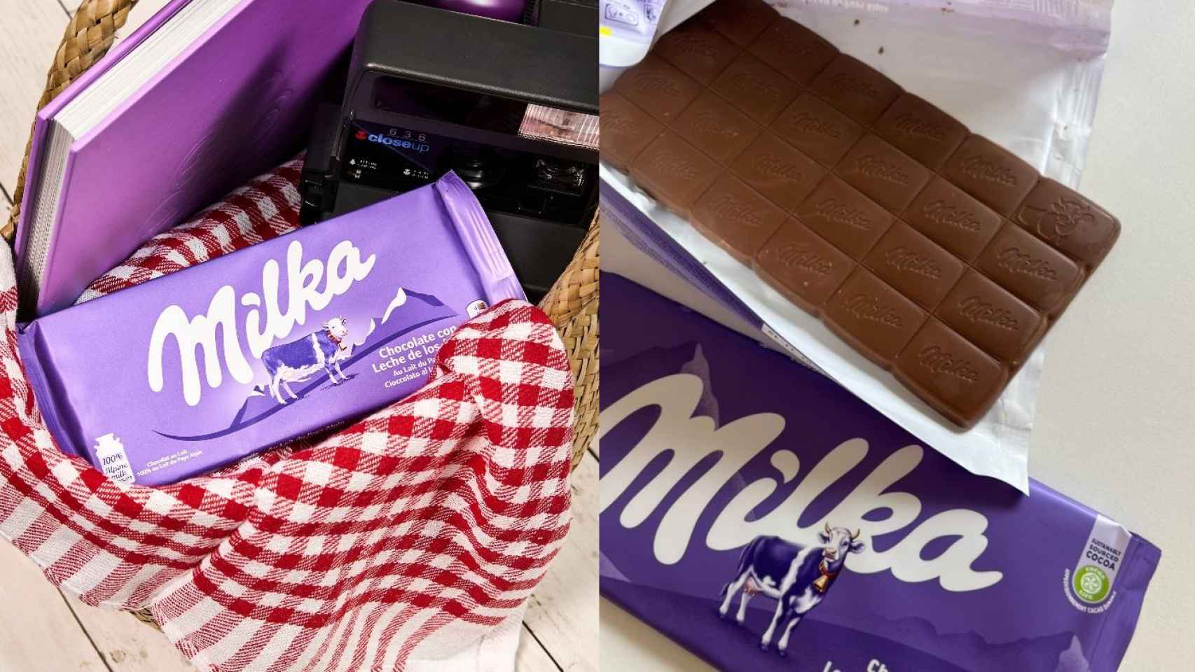 Tabletas del nuevo chocolate Milka, que la marca regala esta semana en Barcelona / MILKA