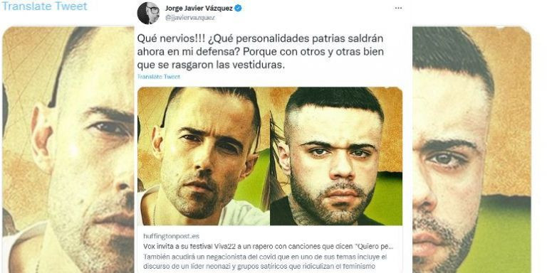 Jorge Javier Vázquez  respondiendo al partido de ultraderecha / TWITTER