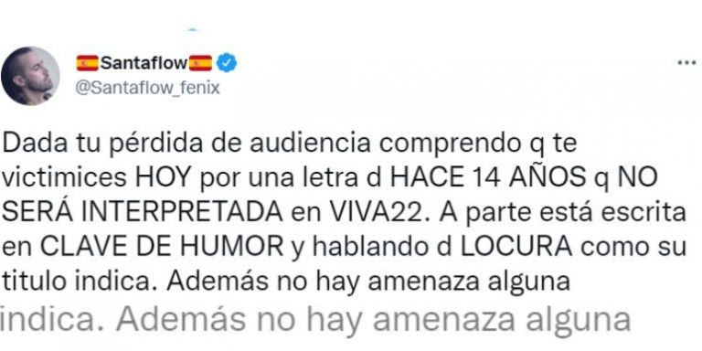 El rapero Santaflow responde a las acusaciones de Baldoví y Jorge Javier Vázquez / TWITTER