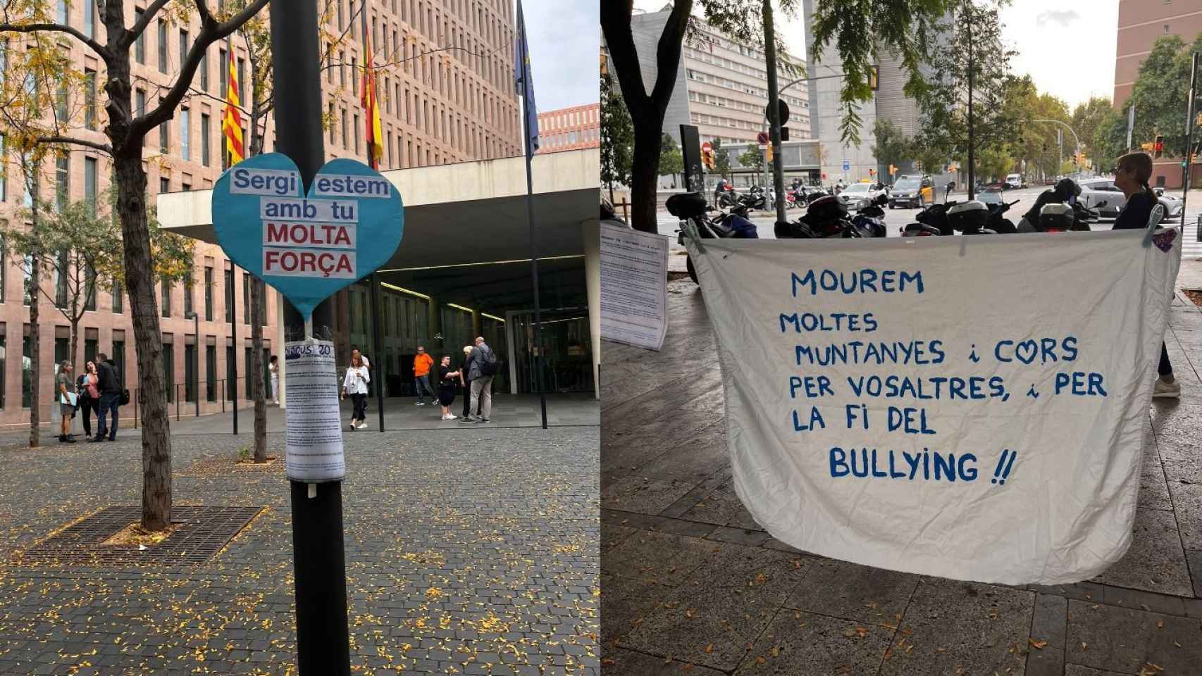 Protesta a las puertas de la Ciutat de la Justicia durante el juicio de Sergi, el joven con Asperger que violaron en un colegio de Vallirana / PALOMA RODILES