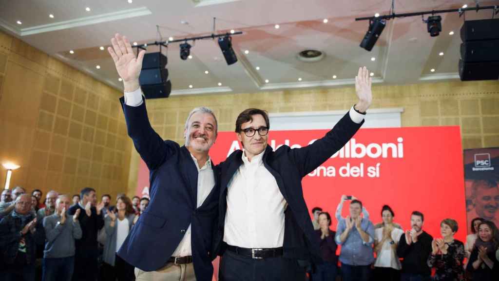 Salvador Illa y Jaume Collboni durante el acto de proclamación de la candidatura del alcaldable / PSC