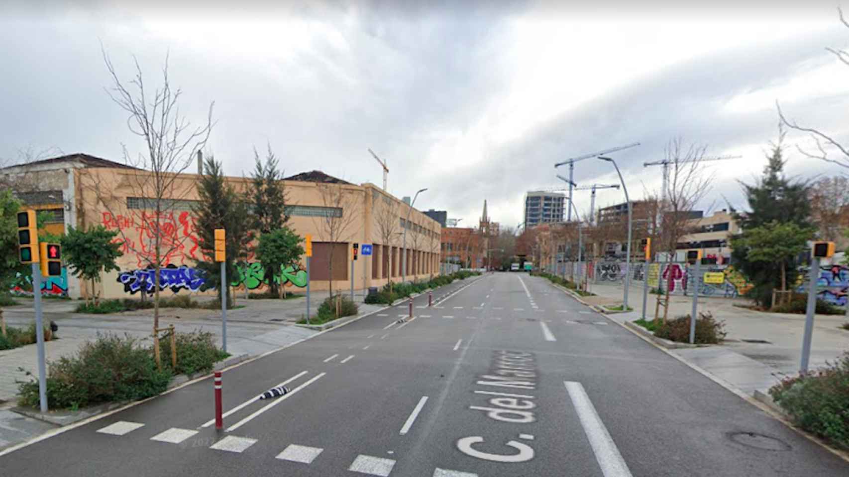 Imagen de la calle de Marroc, a la altura del número 133, donde se realizan las tareas de inspección / GOOGLE MAPS