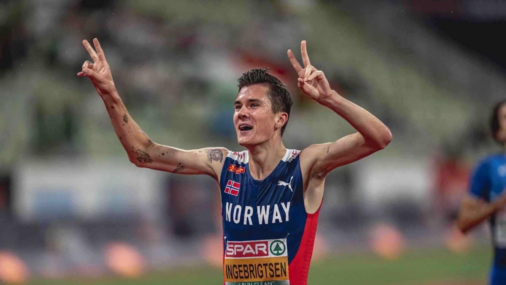 Jakob Ingebrigtsen, tras ganar una prueba / TWITTER CURSA DELS NASSOS