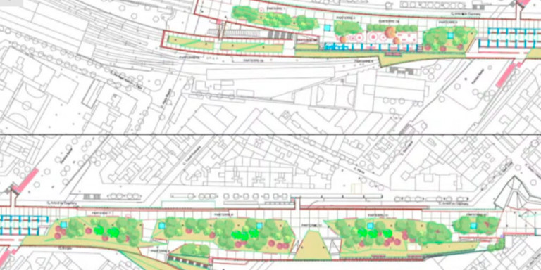 Plano de las mejoras de los jardines de la rambla de Sants / AYUNTAMIENTO DE BARCELONA