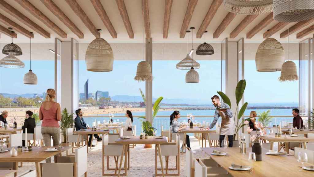 Render de un local del futuro Balcón Gastronómico del Port Olímpic de Barcelona