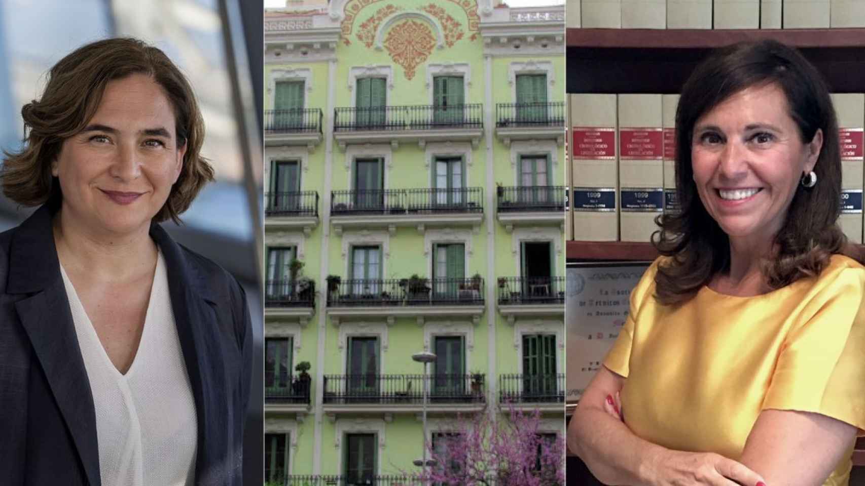 Fotomontaje de la Casa Orsola junto a su abogada, María José Trancón, y Ada Colau / SERVIMEDIA